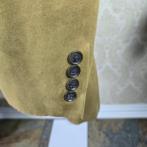 Lauren Ralph Lauren Size 46L Tan Faux Suede Sport Jacket Blazer 2 Button Closure - Picture 6 of 15